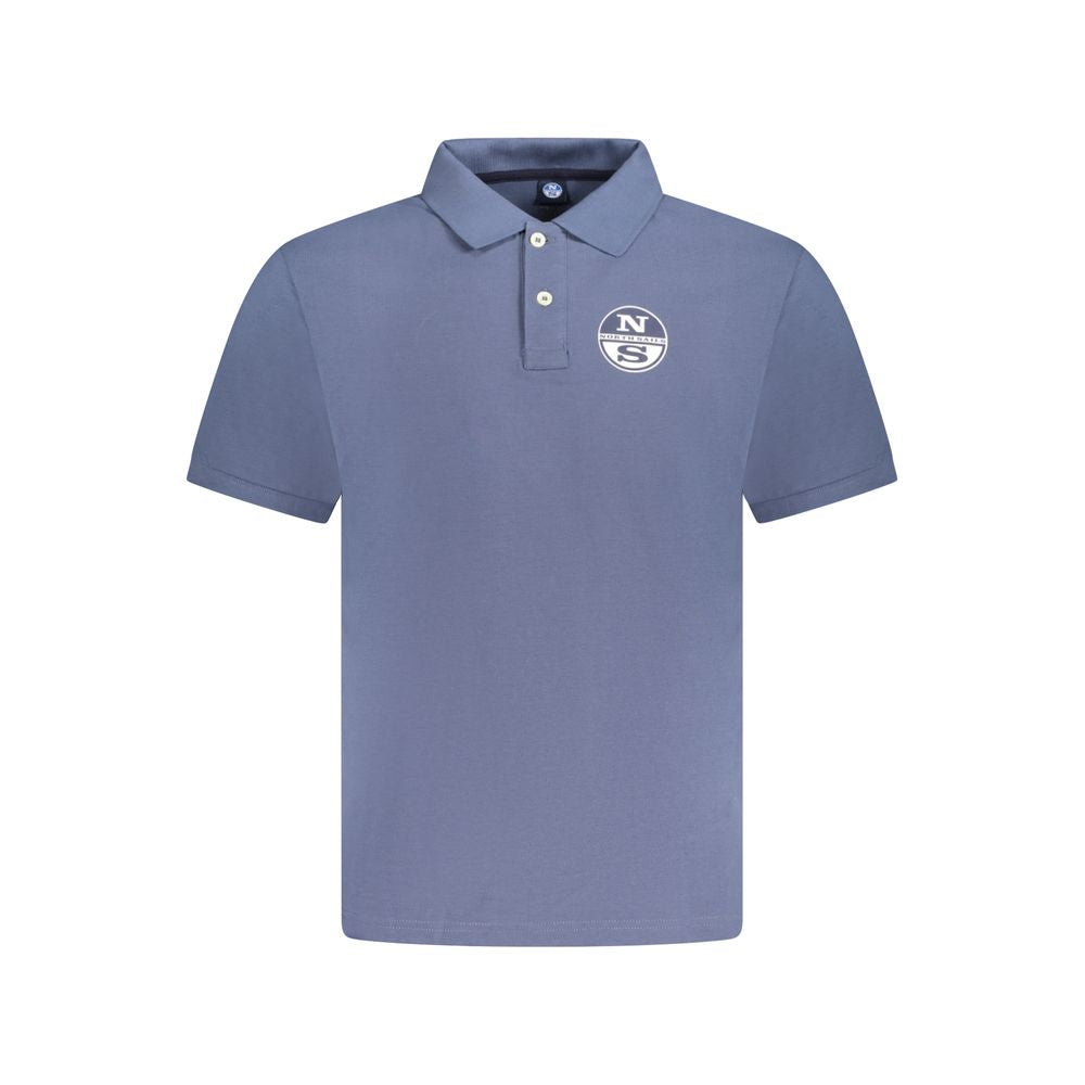 North Sails blue cotton men's polo shirt with logo and 2-button placket, ideal for stylish and comfortable everyday wear.