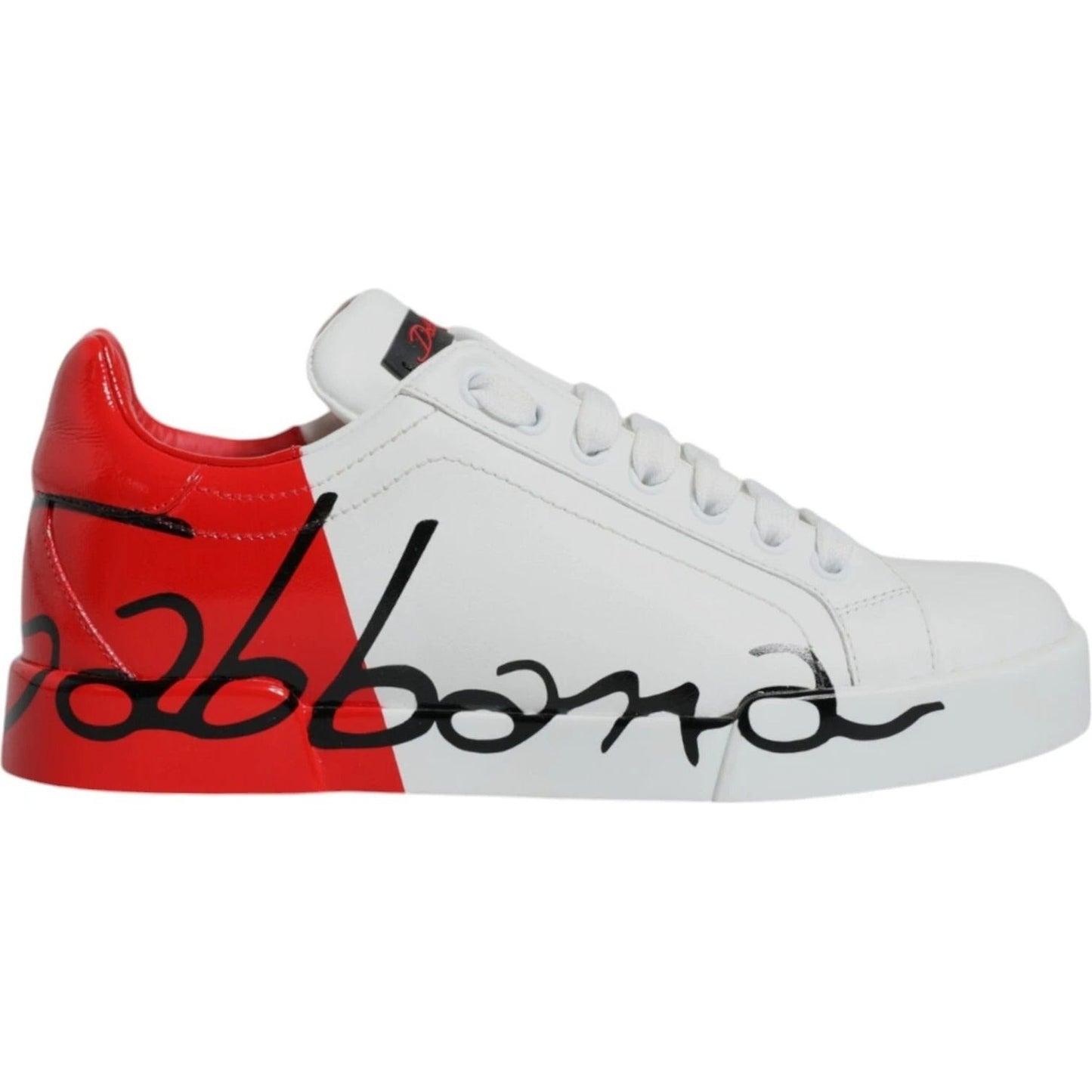 Dolce & Gabbana White Red Portofino Low Top Sneakers Shoes
