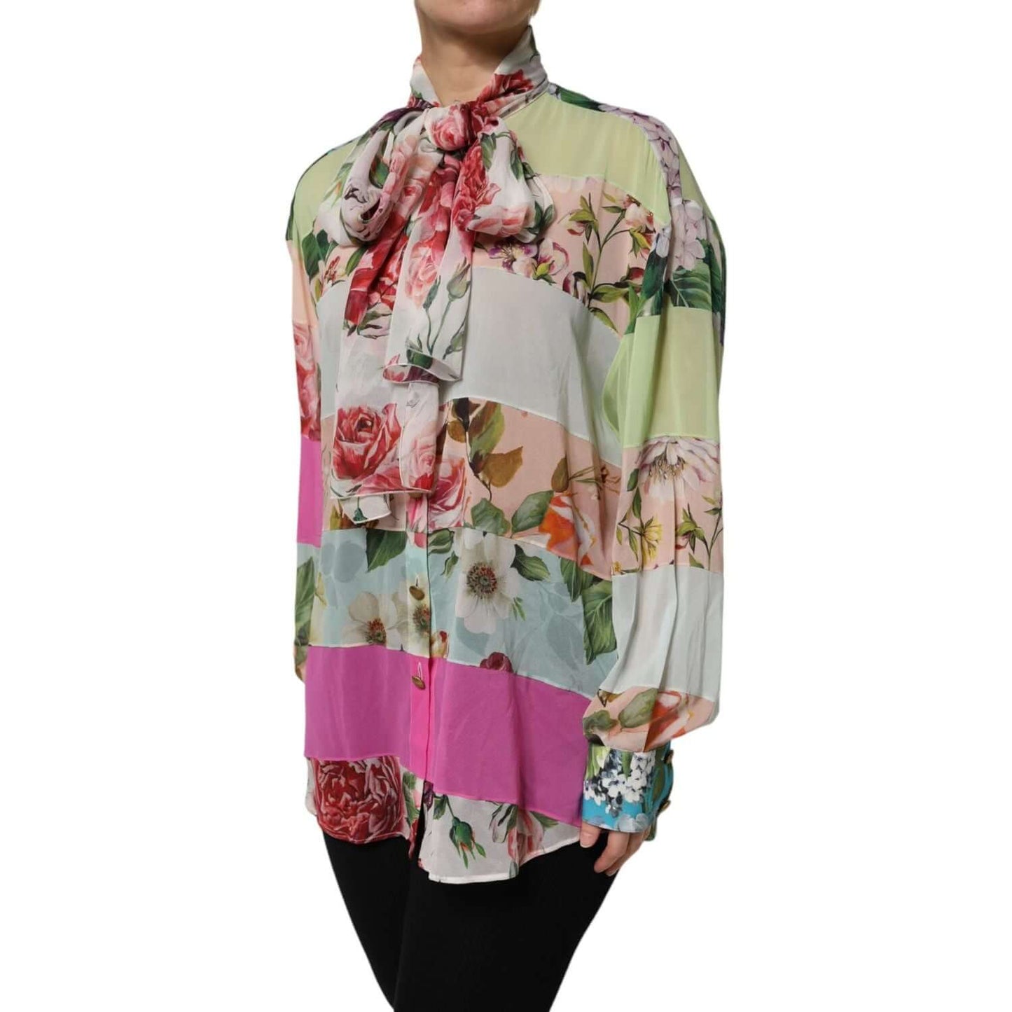 Dolce & Gabbana Multicolor Floral Patchwork Long Sleeves Top TSH90125-42
