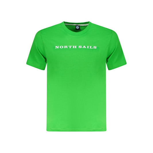 North Sails Green Cotton Men T-Shirt with logo and crew neck design.