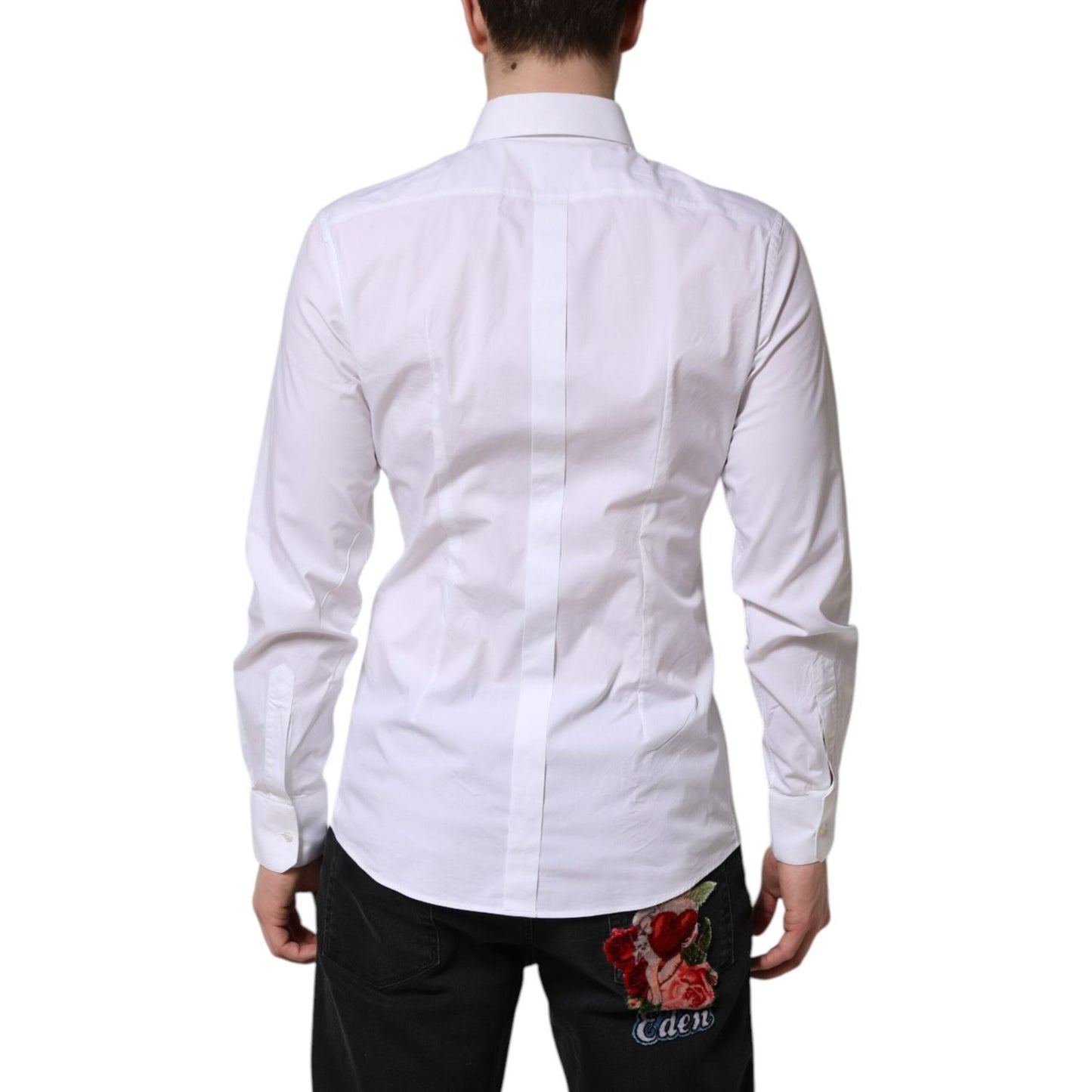 Dolce & Gabbana White GOLD Cotton Men Dress Formal Shirt TSH906916-40