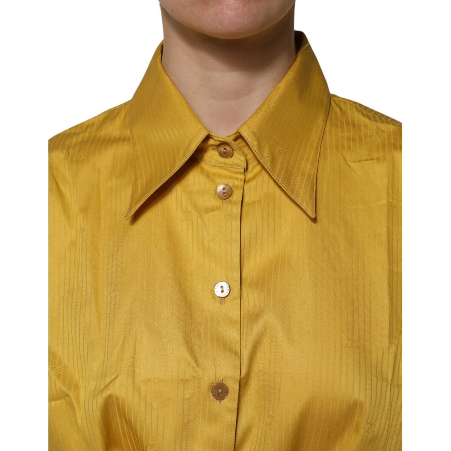 Dolce & Gabbana Mustard Collared Short Sleeves Blouse Top TSH906746-46