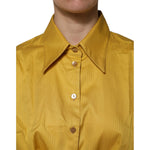 Dolce & Gabbana Mustard Collared Short Sleeves Blouse Top TSH906746-46