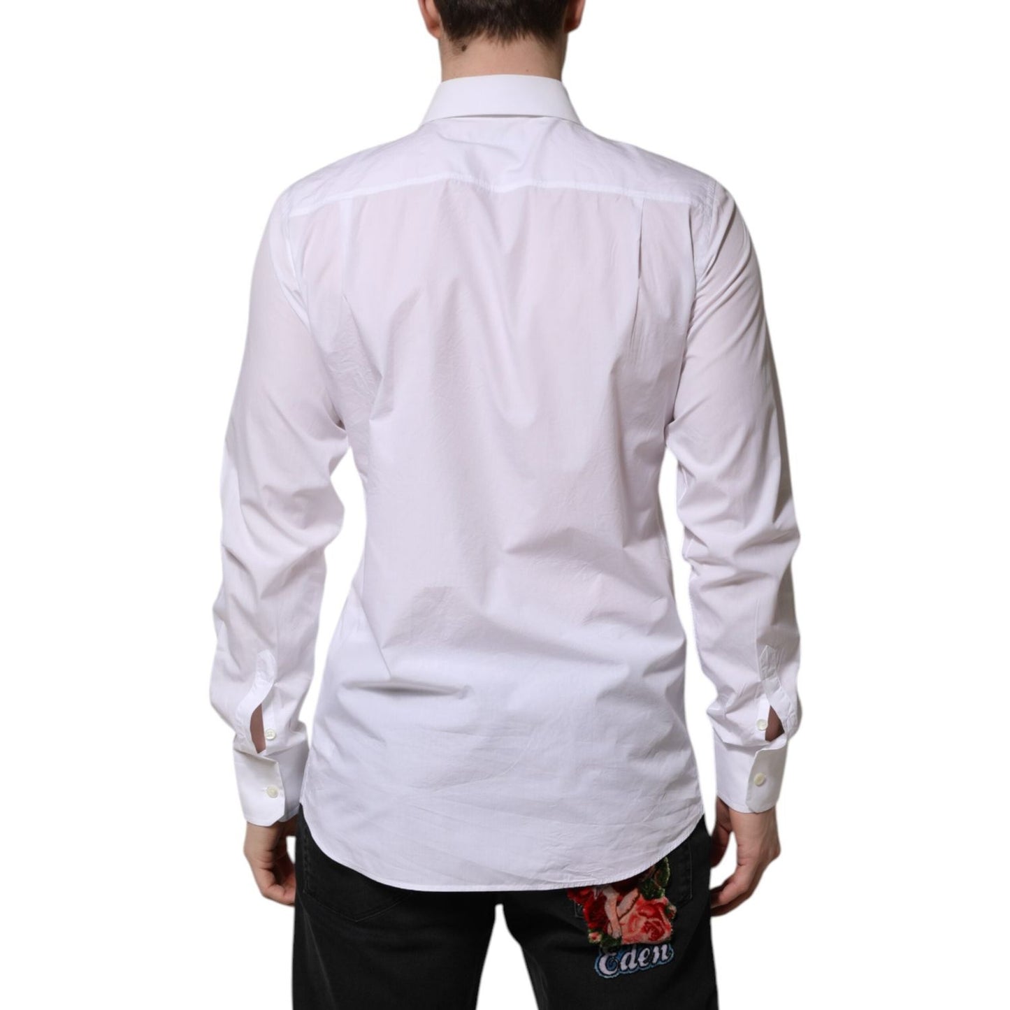 Dolce & Gabbana White Cotton Long Sleeves Dress Shirt TSH906925-40