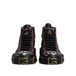 Dolce & Gabbana Black Leather Logo High Top Sneakers Shoes