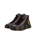 Dolce & Gabbana Black Leather Logo High Top Sneakers Shoes
