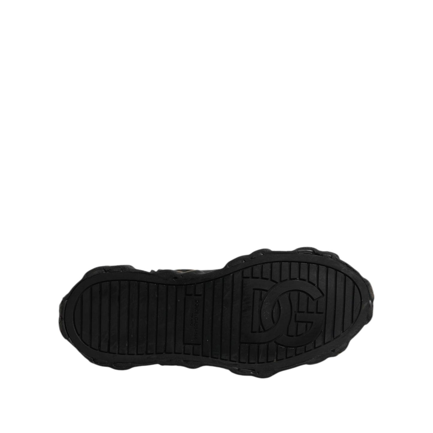 Dolce & Gabbana Black Leather Logo High Top Sneakers Shoes