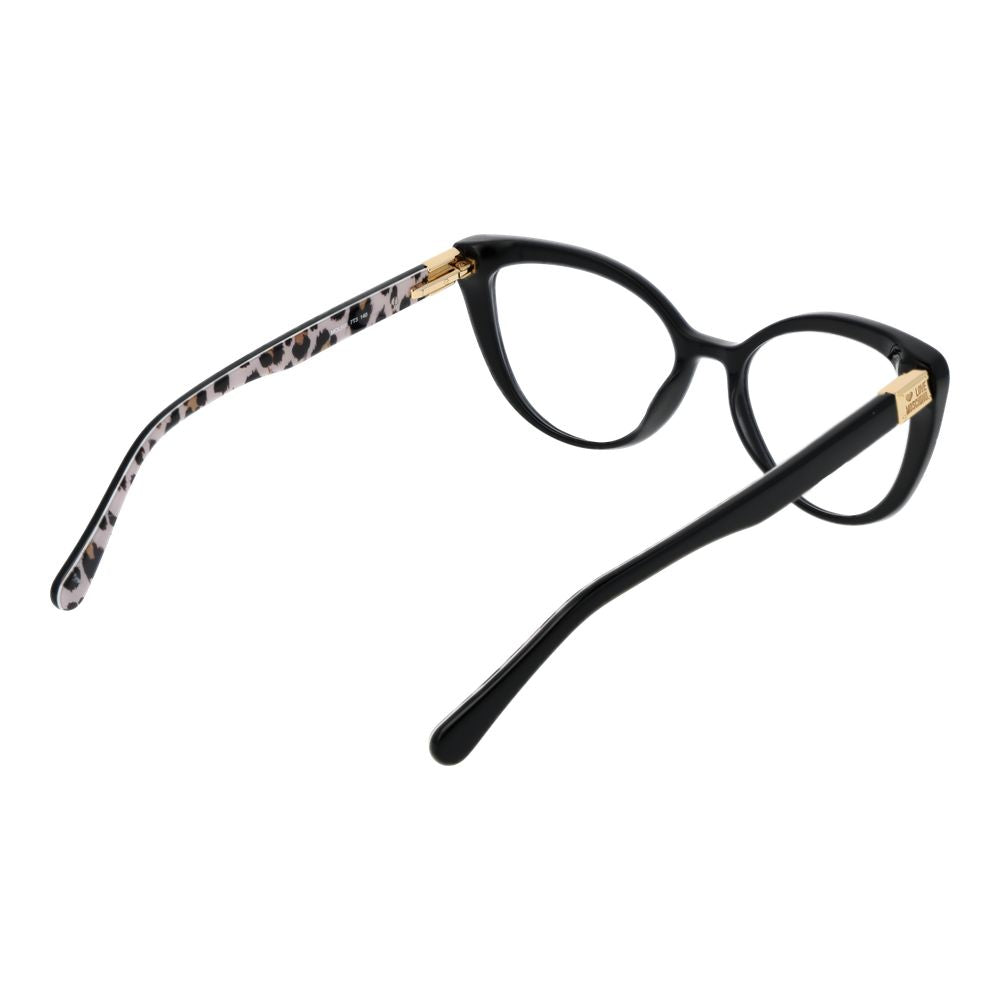 Love Moschino Black Acetate Glasses (Frames) for Women, full-rim cat eye design with 54-17-140 size, includes branded case.