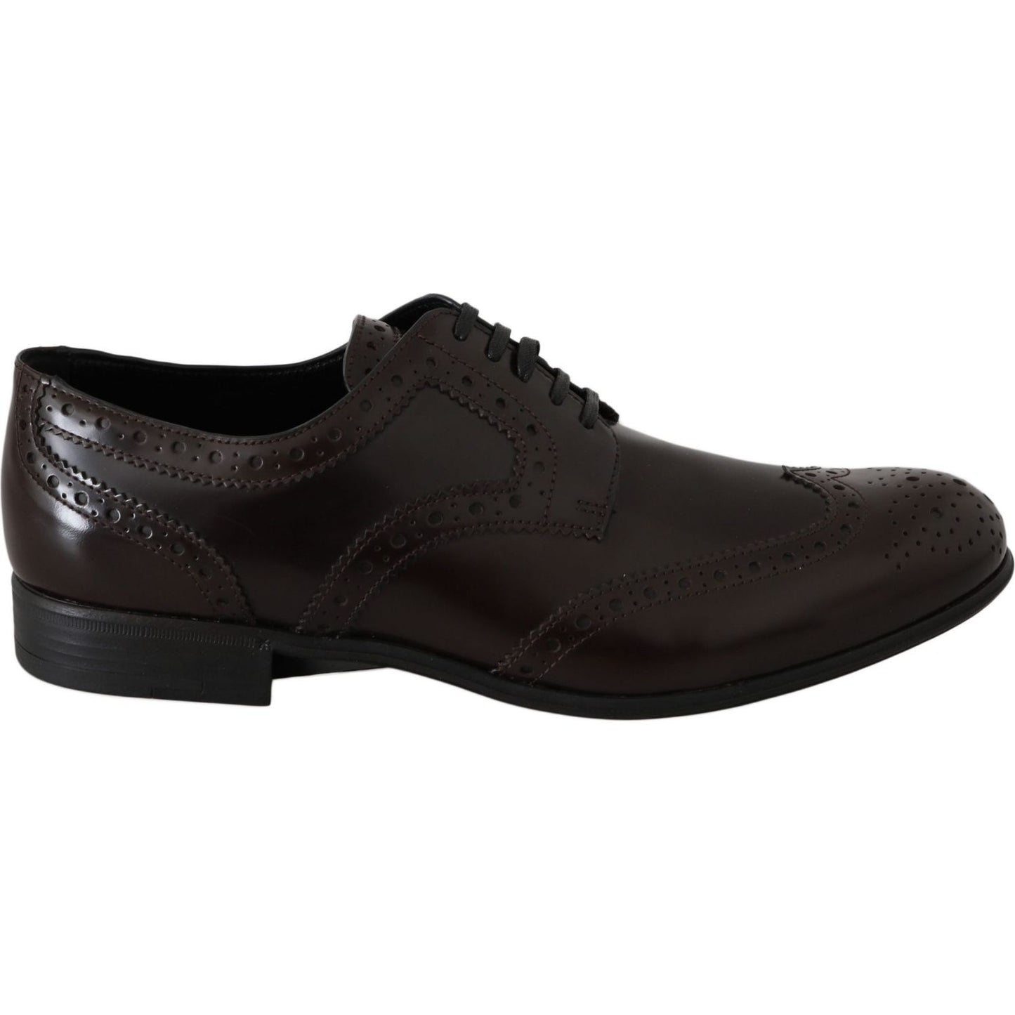 Dolce & Gabbana Elegant Brown Leather Oxford Flats Dolce & Gabbana Black