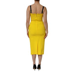 Dolce & Gabbana Yellow Polyester Sleeveless Sheath Midi Dress