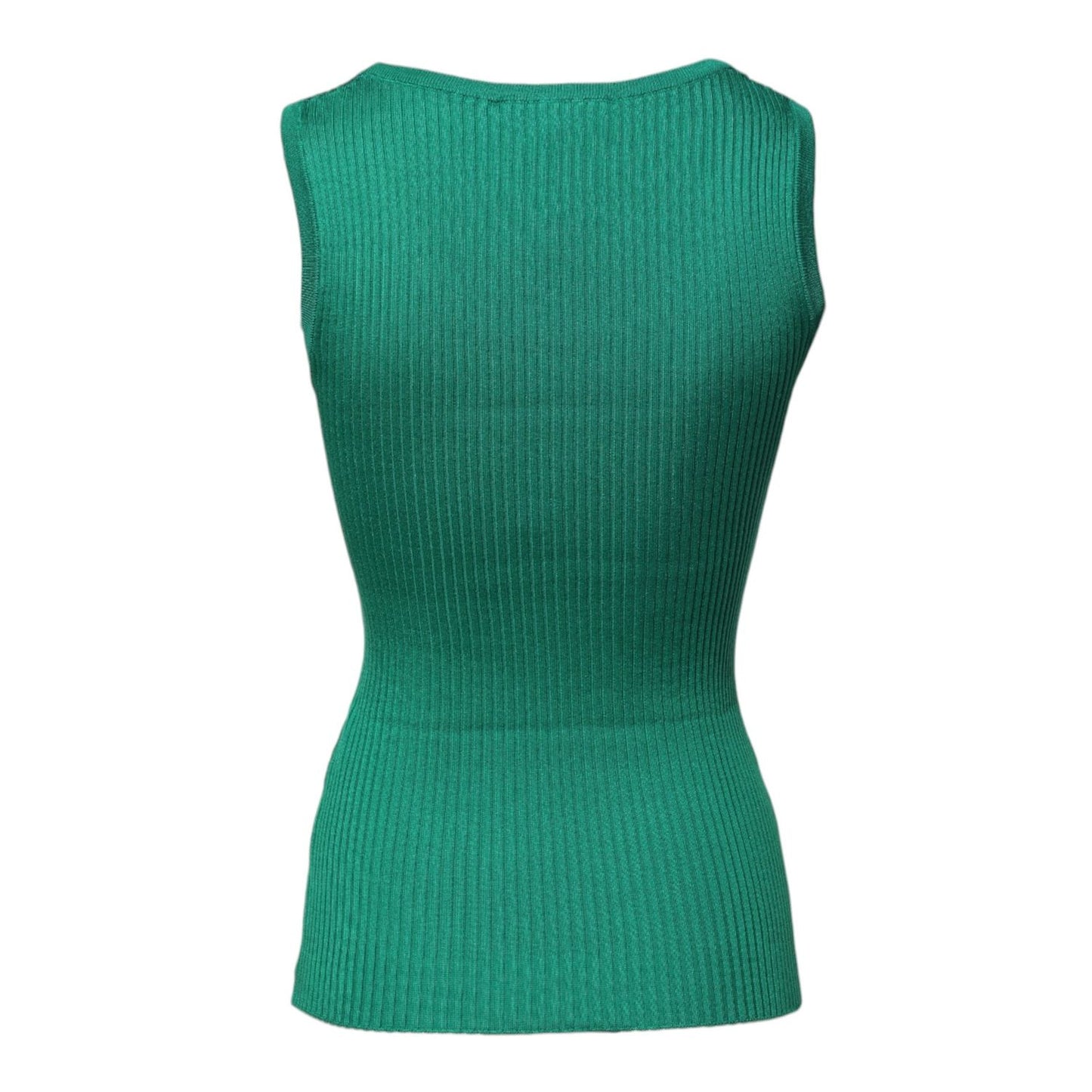 Dolce & Gabbana Green Silk Sleeveless Round Neck Tank Top
