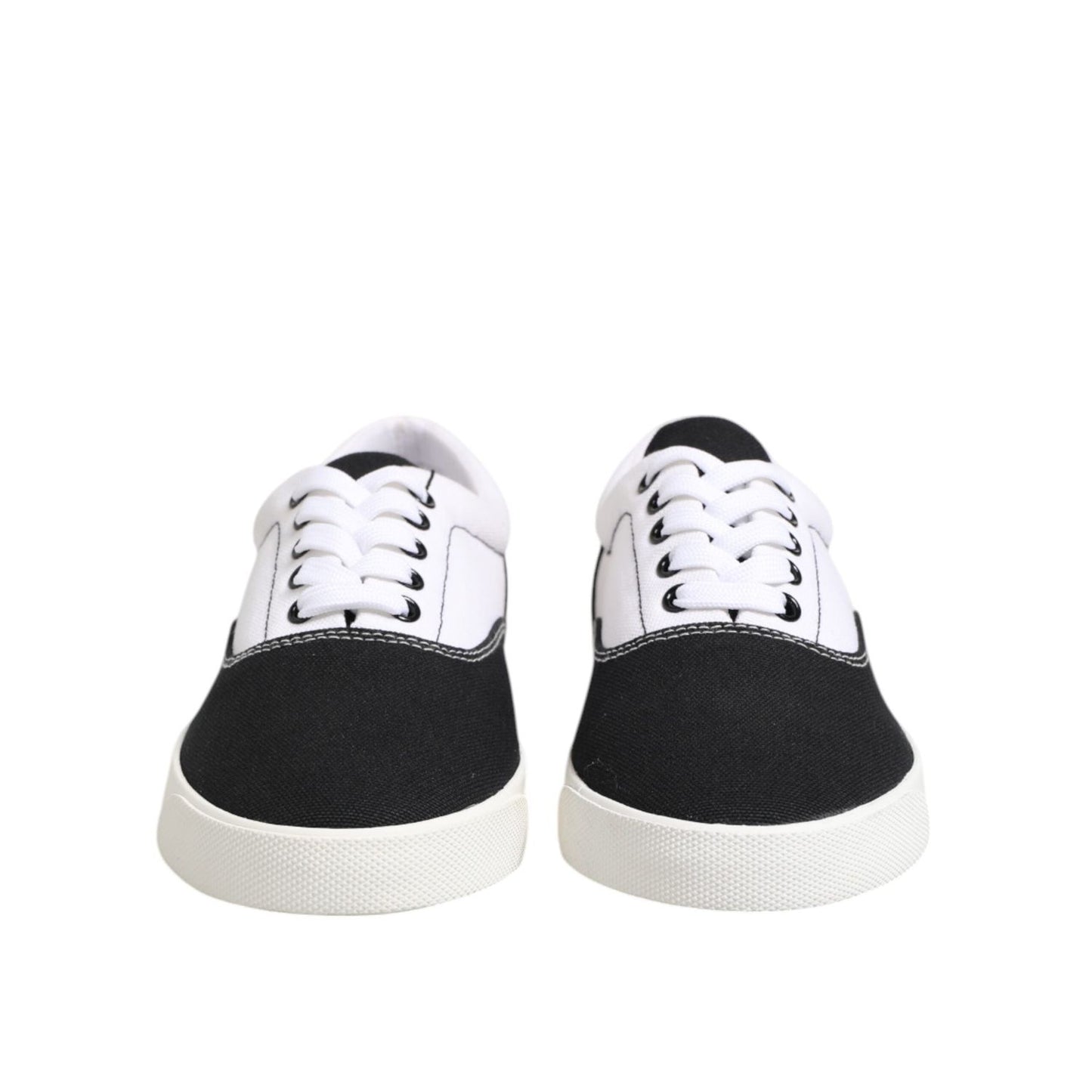 Dolce & Gabbana Black Cotton Canvas Lace Up Men Sneakers Shoes