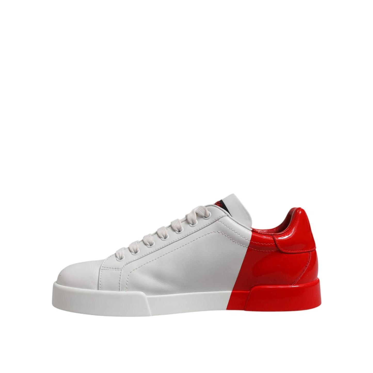 Dolce & Gabbana White Red Logo Low Top Leather Sneakers Shoes