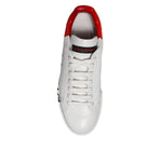 Dolce & Gabbana White Red Logo Low Top Leather Sneakers Shoes