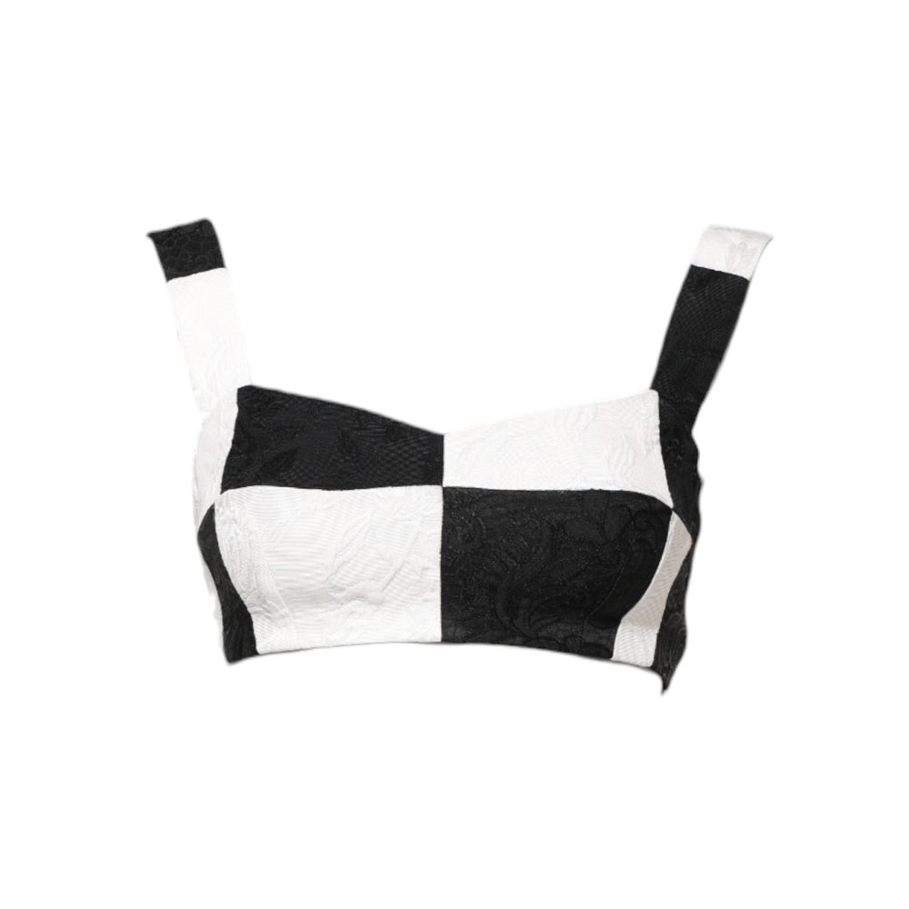 Dolce & Gabbana Black White Cropped Bustier Corset Bra Top TSH86233-36