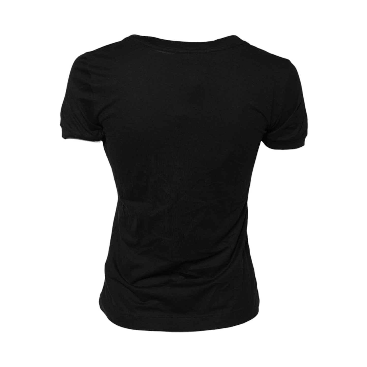 Dolce & Gabbana Black Cotton Short Sleeves Round Neck T-shirt TSH90668-38