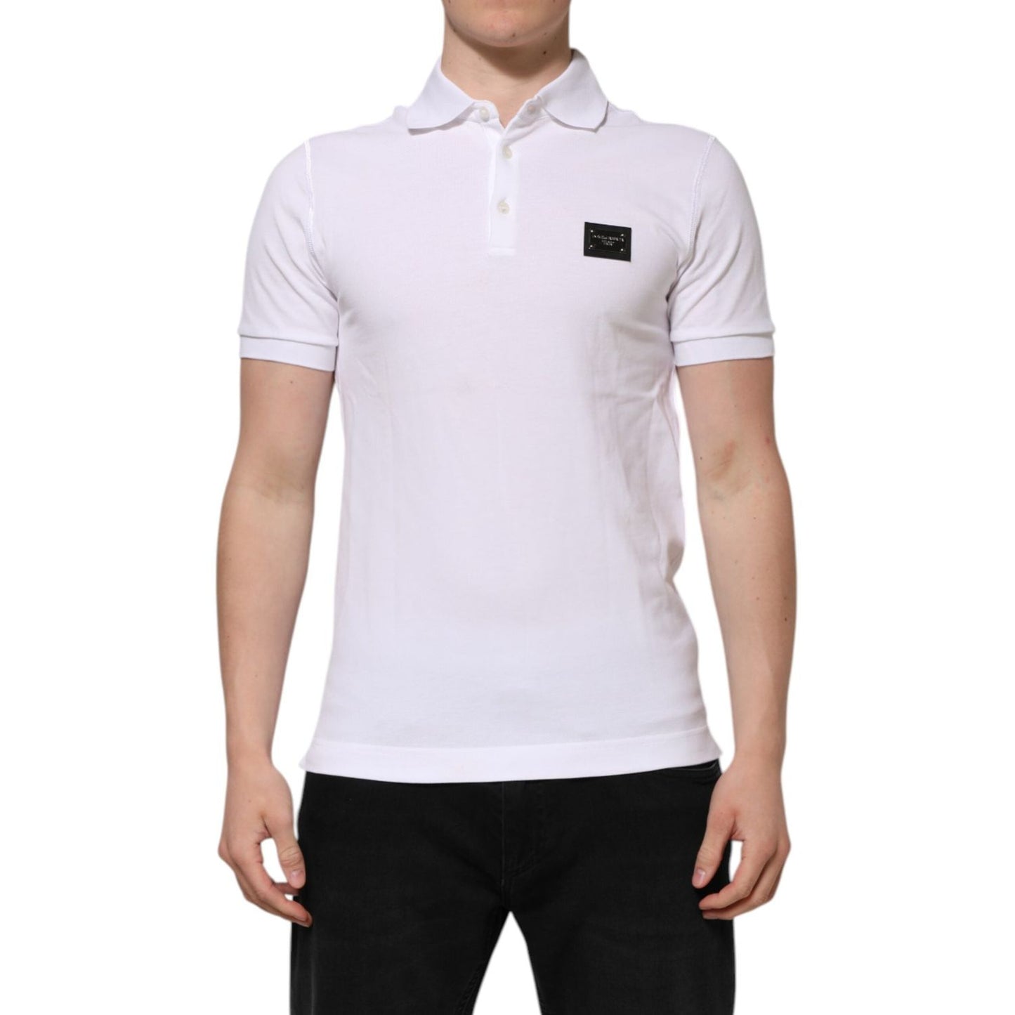 Dolce & Gabbana White Logo Short Sleeve Collared Polo T-shirt