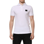Dolce & Gabbana White Logo Short Sleeve Collared Polo T-shirt