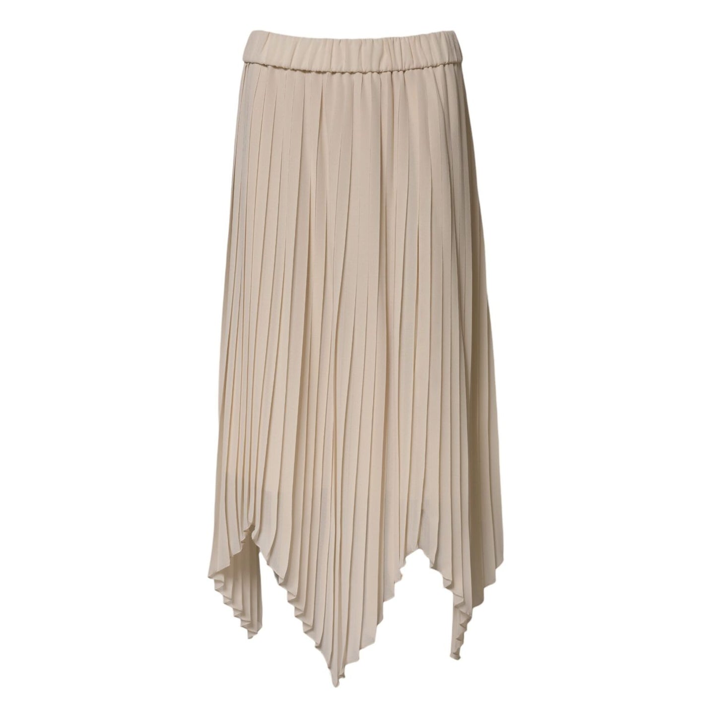 Peserico Beige Polyester Pleated A-line High Waist Midi Skirt SKI2052-42