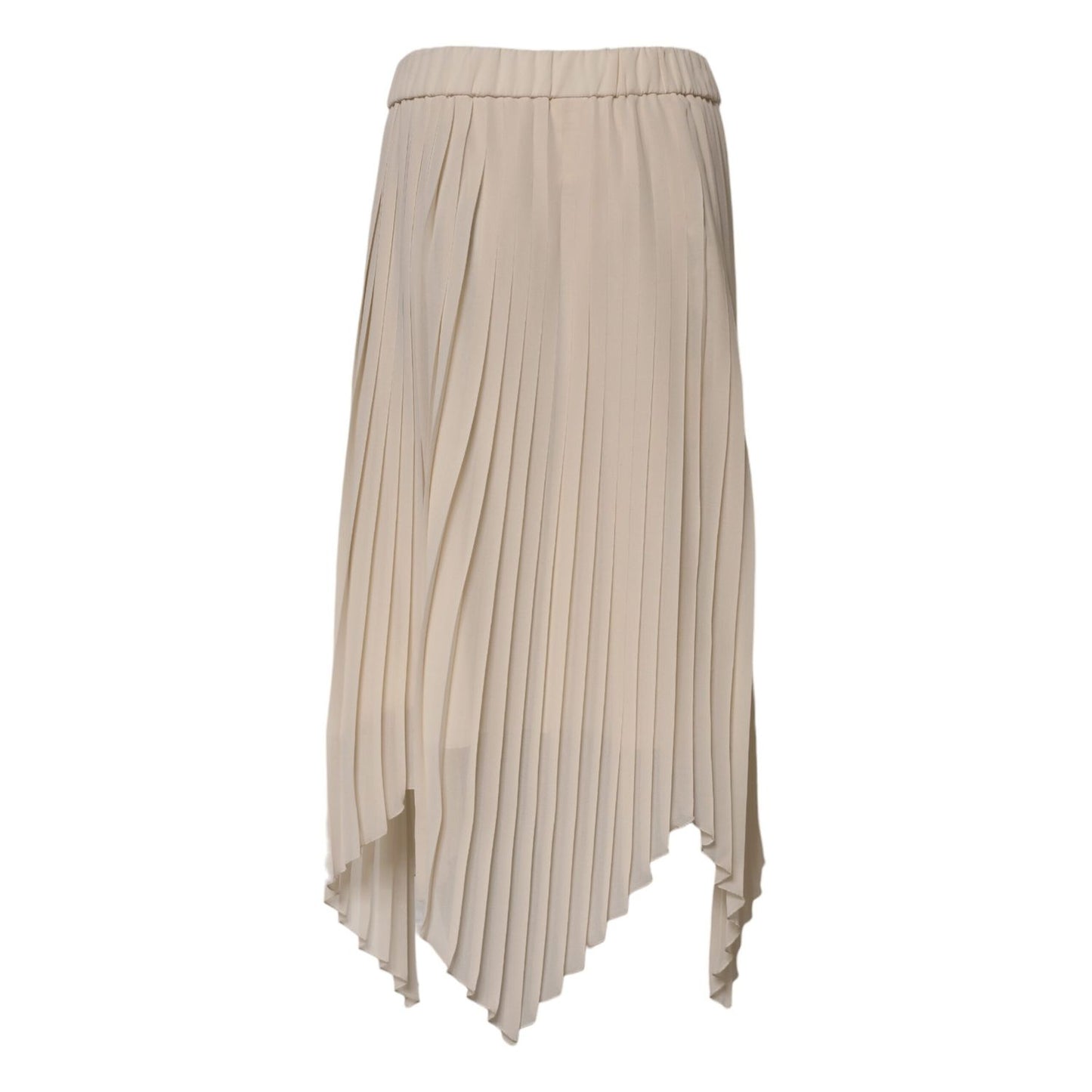Peserico Beige Polyester Pleated A-line High Waist Midi Skirt SKI2052-42