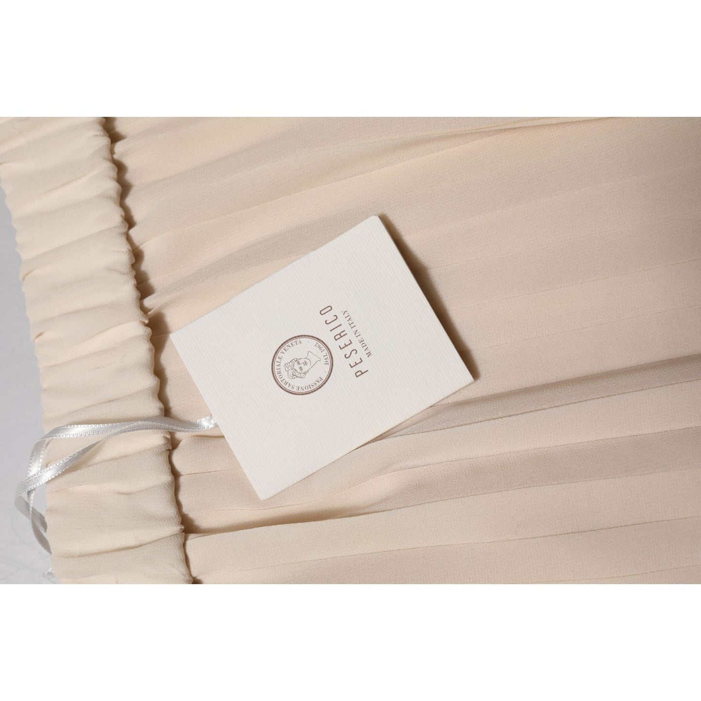 Peserico Beige Polyester Pleated A-line High Waist Midi Skirt SKI2052-42