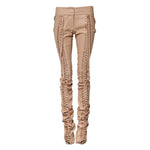 Dolce & Gabbana Beige Lace Details Mid Waist Skinny Pants PAN75534-40