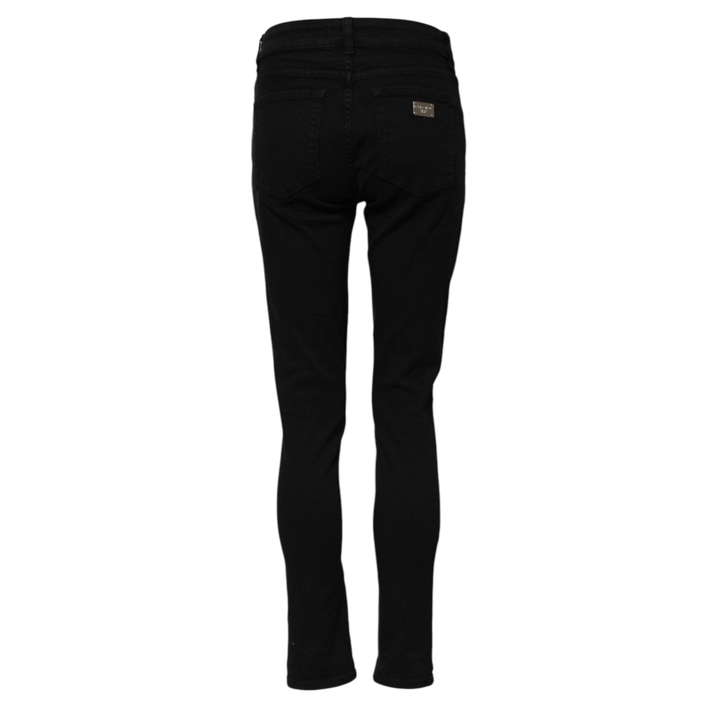 Dolce & Gabbana Black Cotton Logo Skinny Mid Waist Denim Jeans PAN75947-40