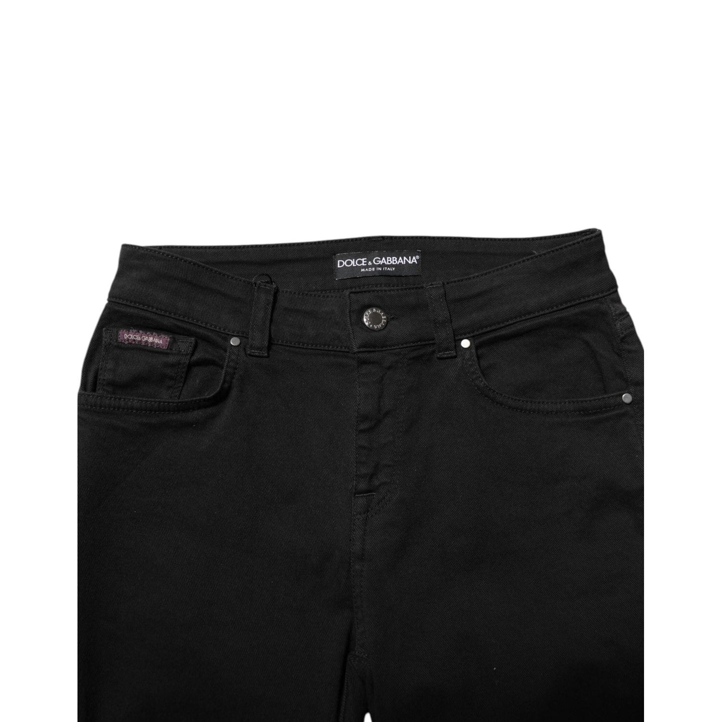 Dolce & Gabbana Black Cotton Logo Skinny Mid Waist Denim Jeans PAN75947-40