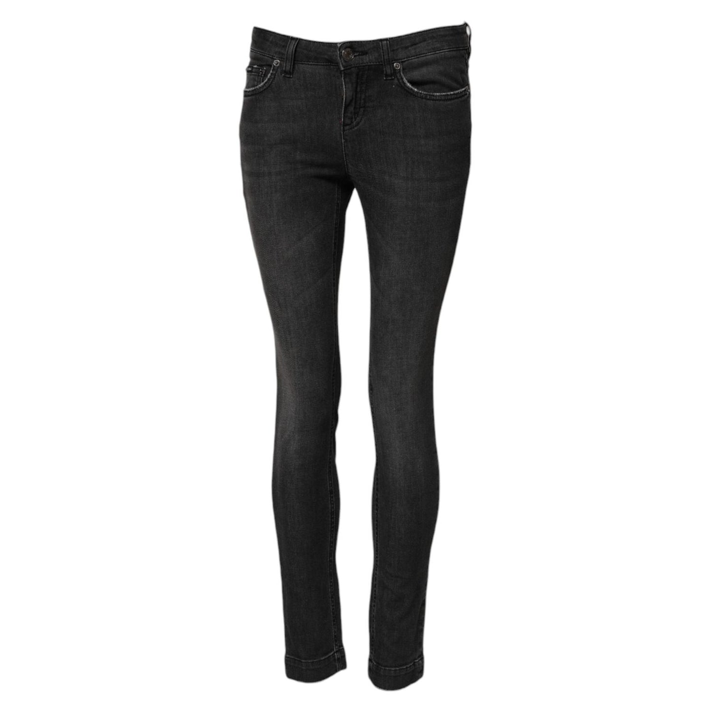 Dolce & Gabbana Black Cotton Low Waist Skinny Denim Jeans PAN76147-36