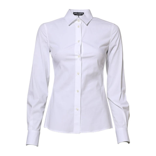 Dolce & Gabbana White Cotton Long Sleeves Collared Shirt Top