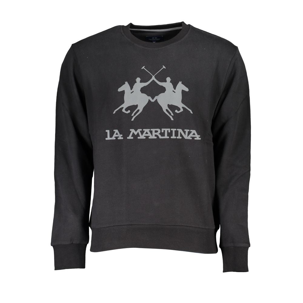 La Martina Black Cotton Sweater LA-23084-XL