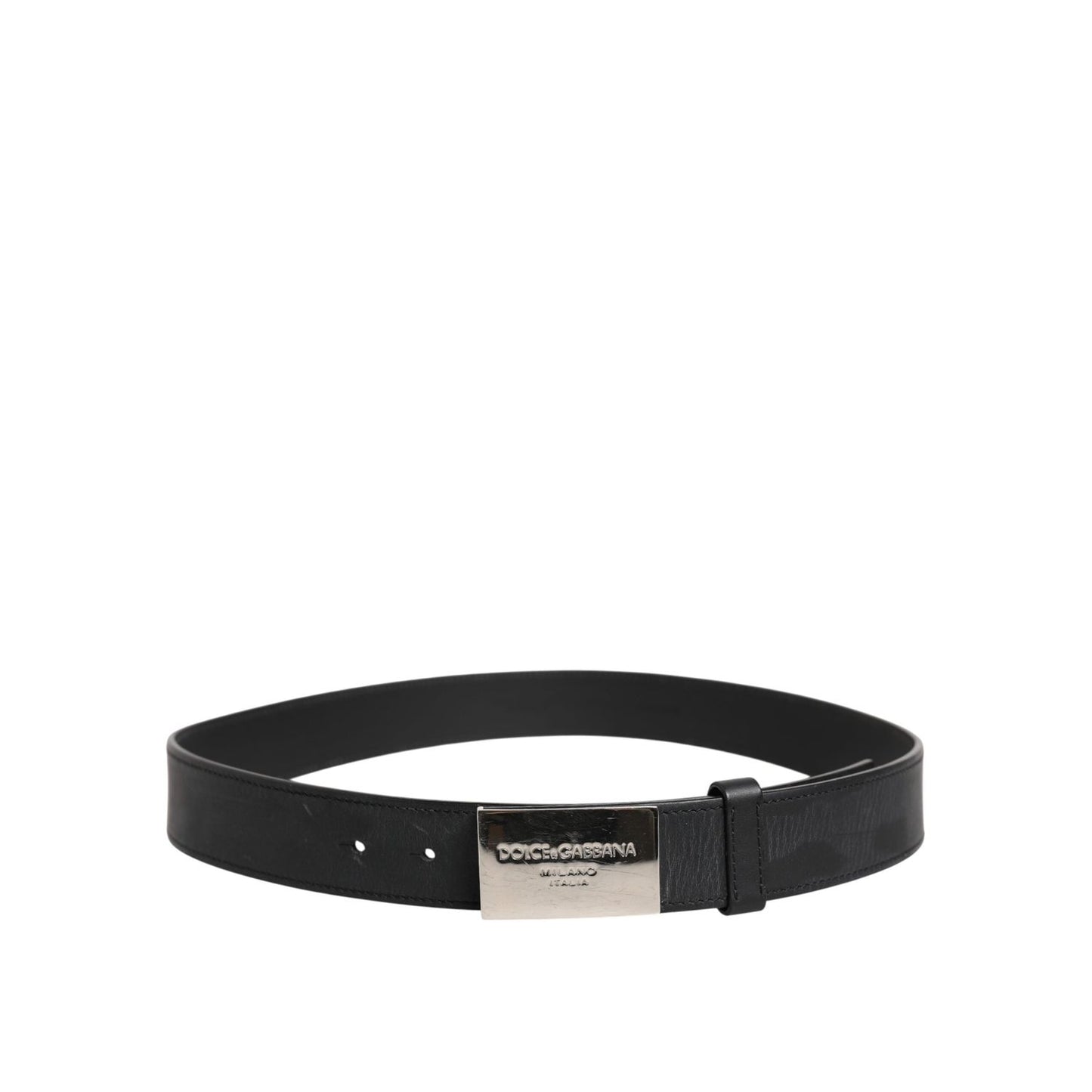 Dolce & Gabbana Black Leather Classic Metal Logo Buckle Belt BEL9490-85