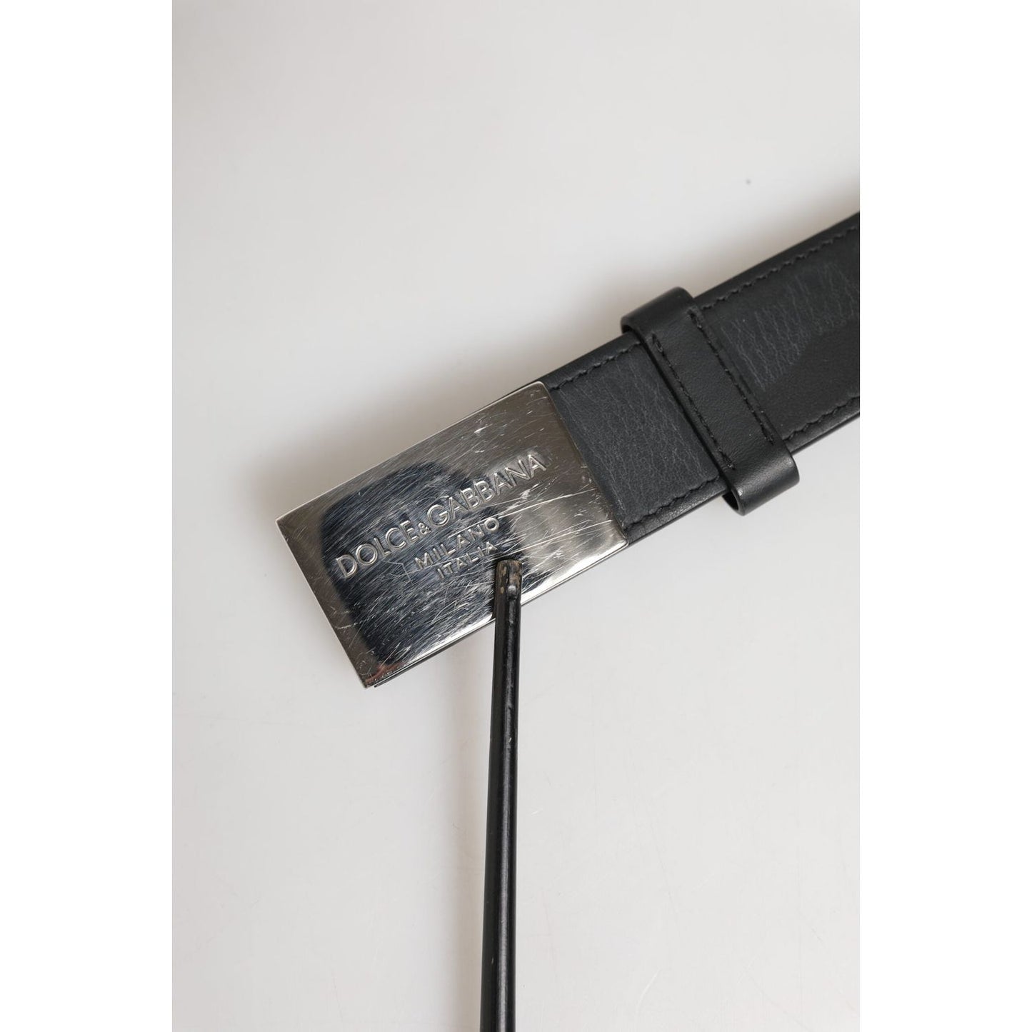 Dolce & Gabbana Black Leather Classic Metal Logo Buckle Belt BEL9490-85