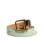 Dolce & Gabbana Light Green Leather Gold Metal Buckle Belt WMB526-75