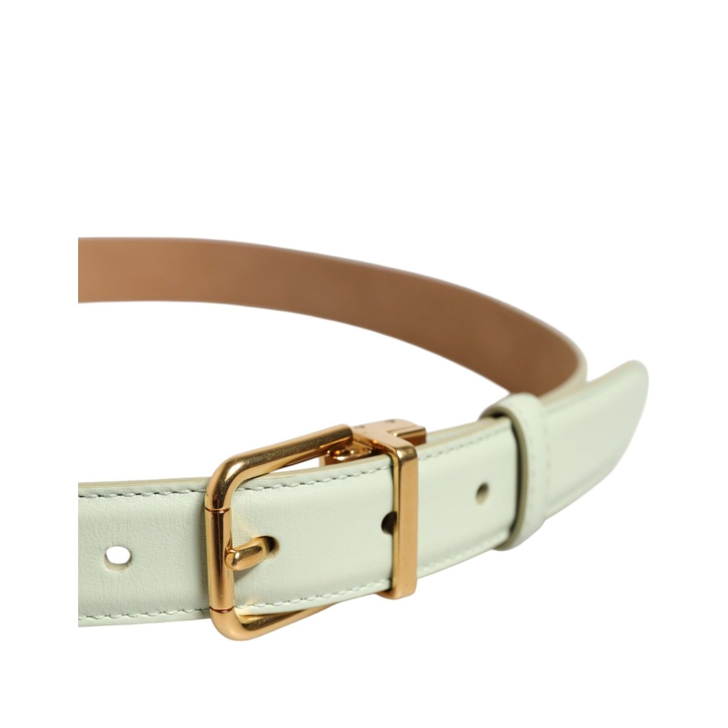 Dolce & Gabbana Light Green Leather Gold Metal Buckle Belt WMB526-75