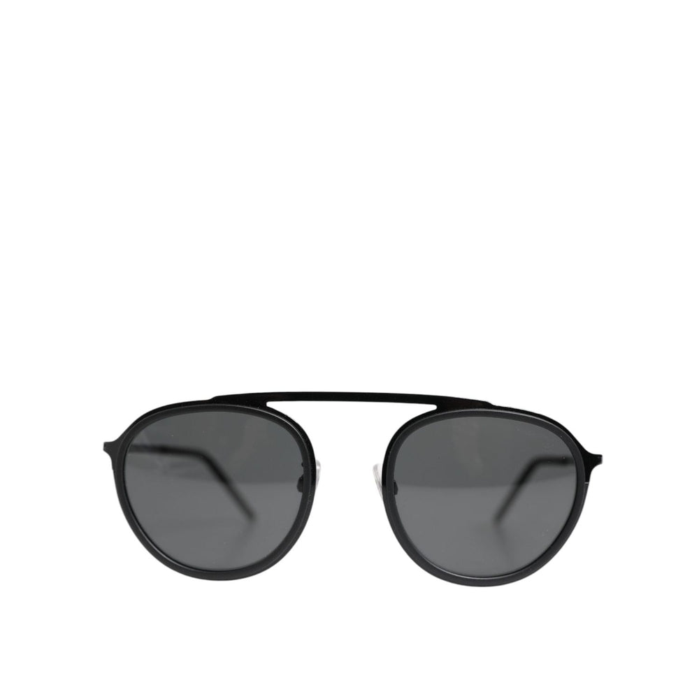 Dolce & Gabbana Matte Black DG2276 Metal Rim Round Shades Sunglasses