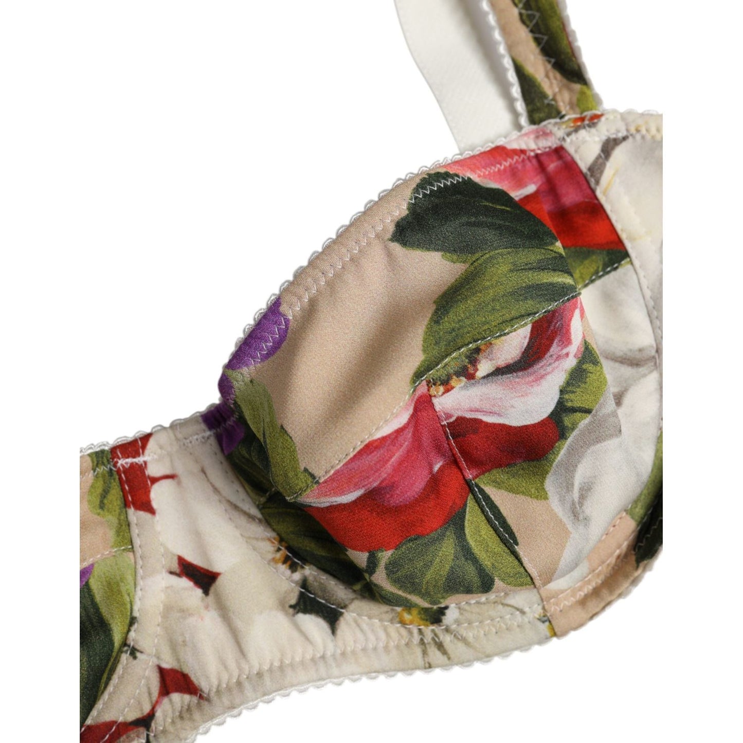 Dolce & Gabbana Beige Floral Balconcino Underwired Bra Underwear BIK1404-1