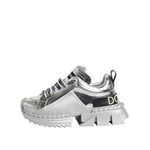 Dolce & Gabbana Silver Leather Super Queen Sneakers Shoes LA12761-35
