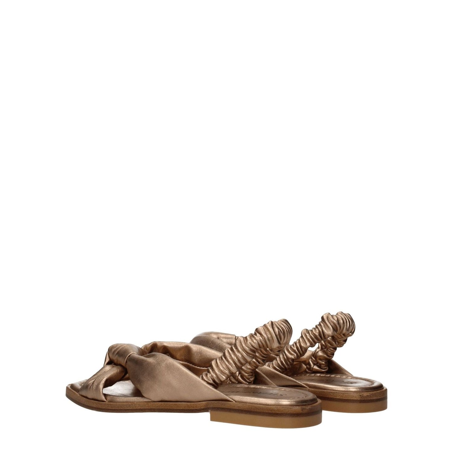 Stuart Weitzman Gold Leather Flat Sandals ST-8547212361993-EU36.5/US6.5