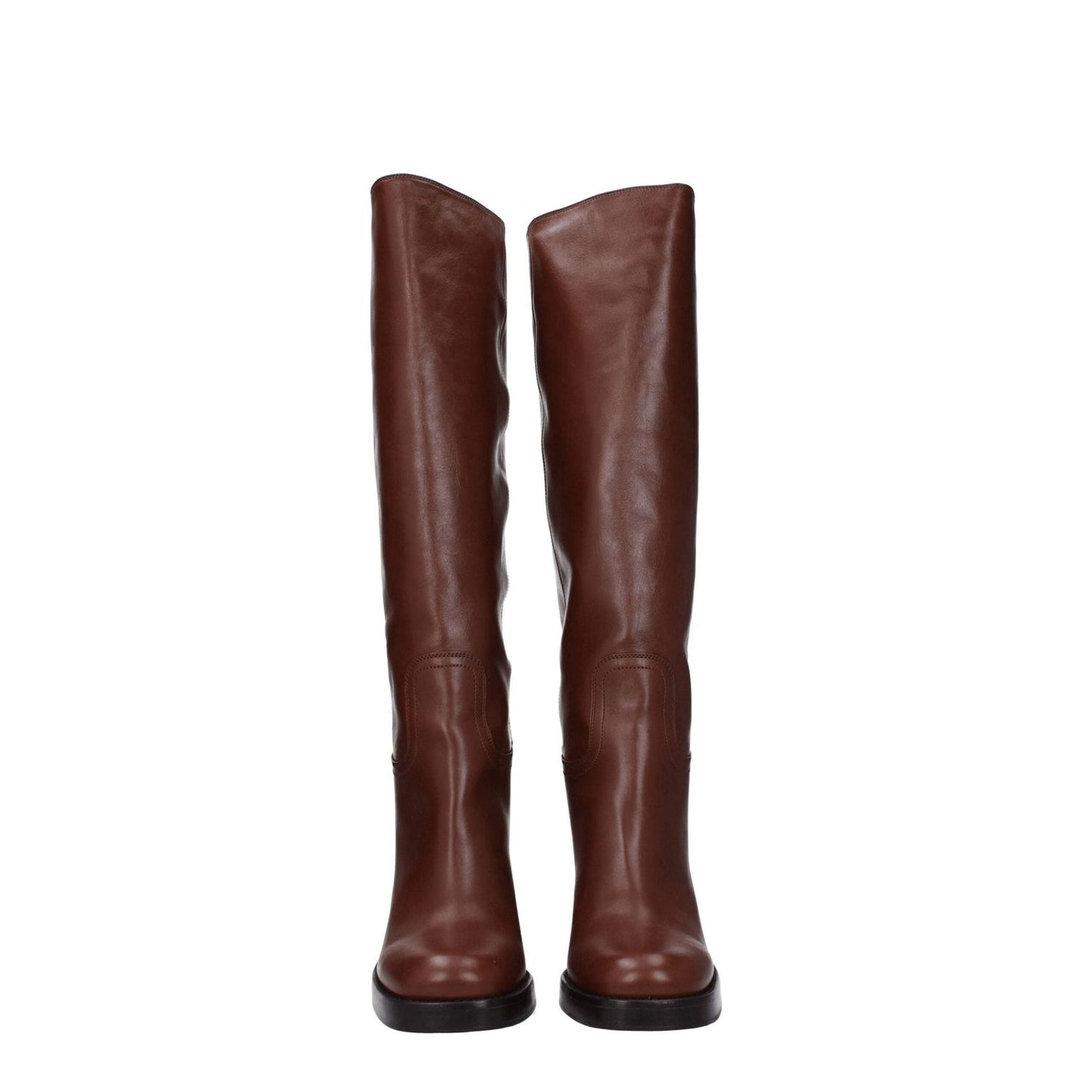 Prada Brown Leather High Heel Boots PR-8547437248777-EU39/US9