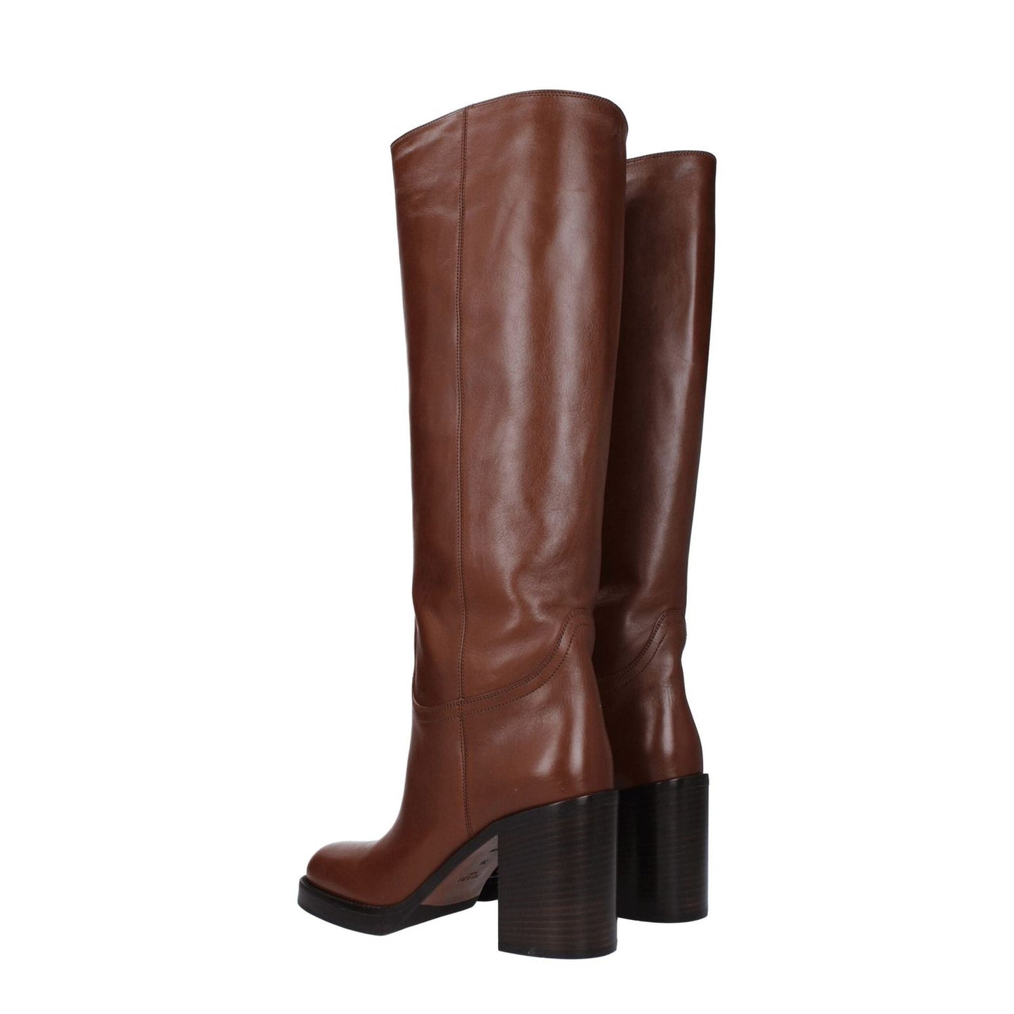Prada Brown Leather High Heel Boots PR-8547437248777-EU39/US9