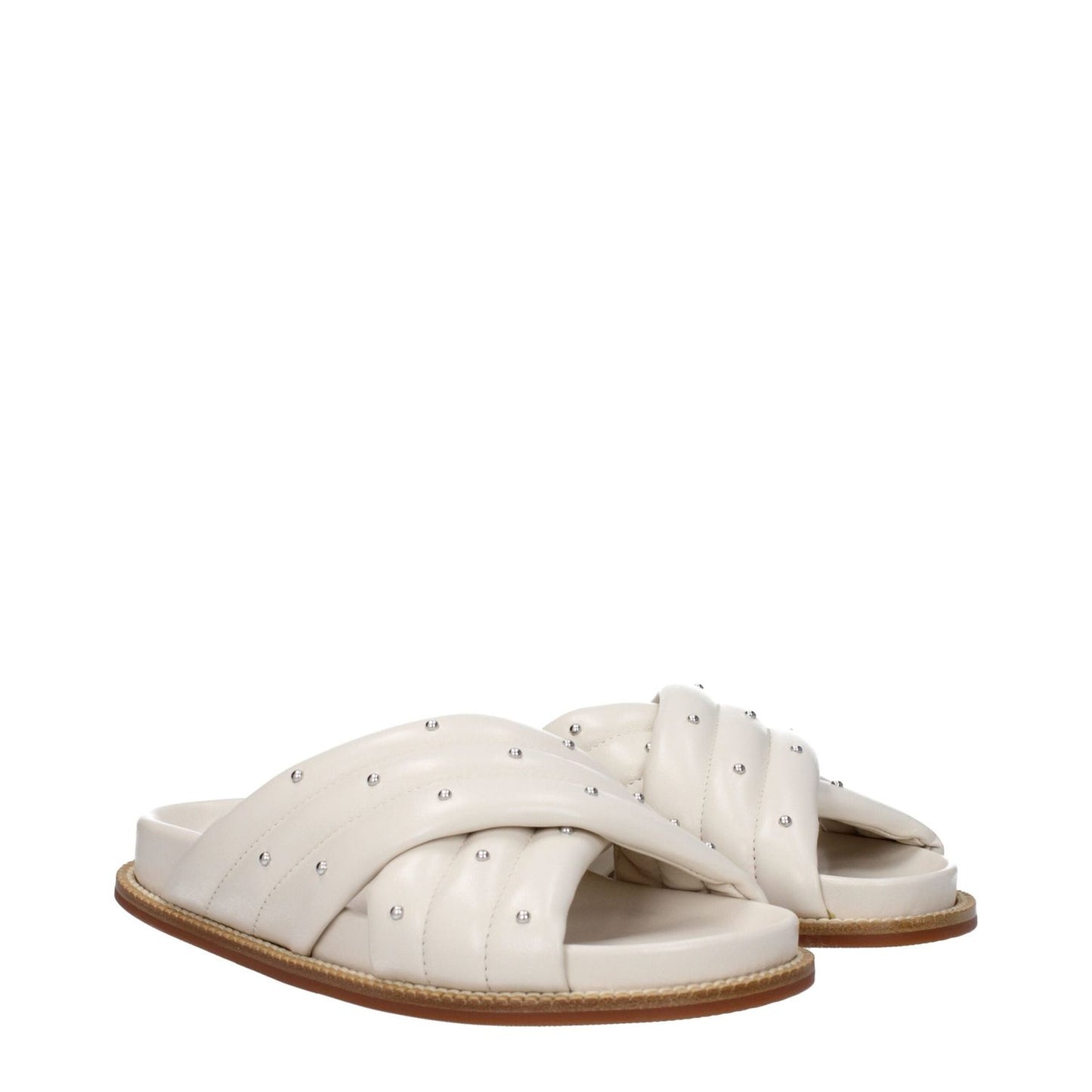 Fabiana Filippi Beige Leather Slippers Sandals FA-9314086191369-EU36/US6