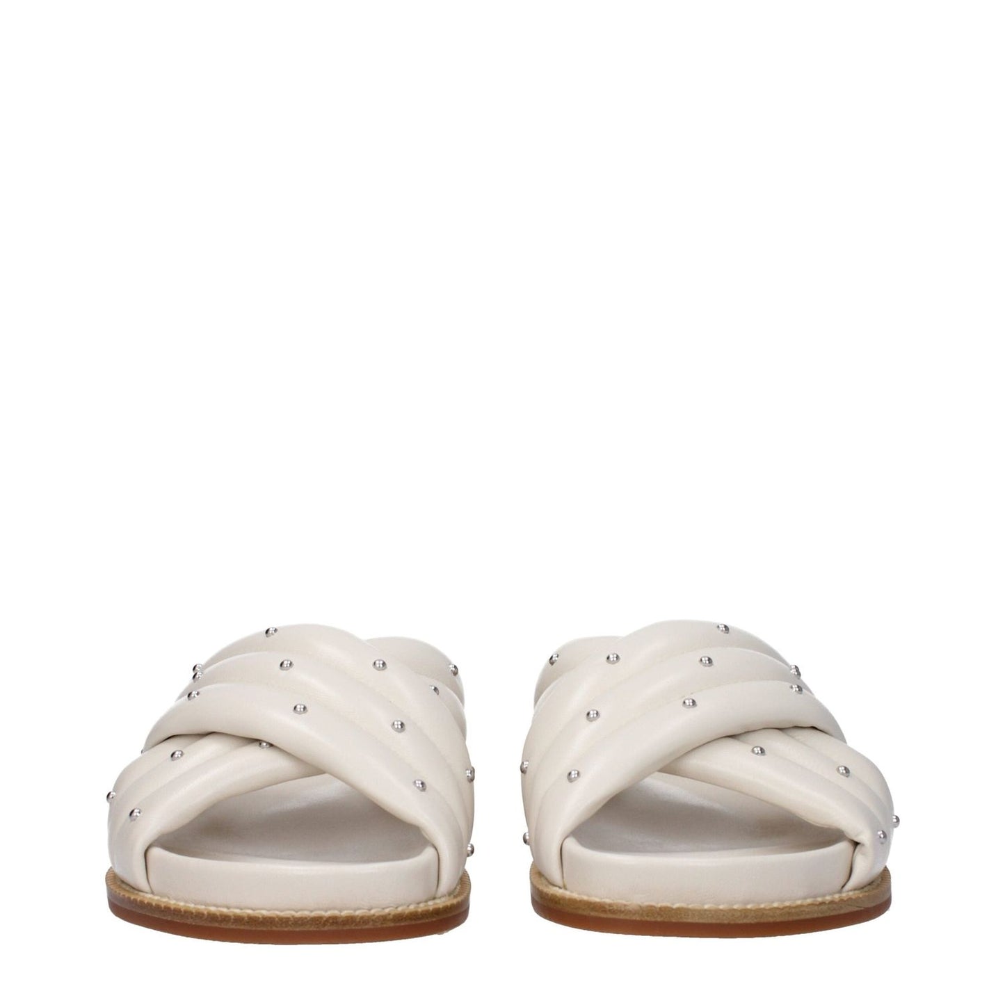 Fabiana Filippi Beige Leather Slippers Sandals FA-9314086191369-EU36/US6