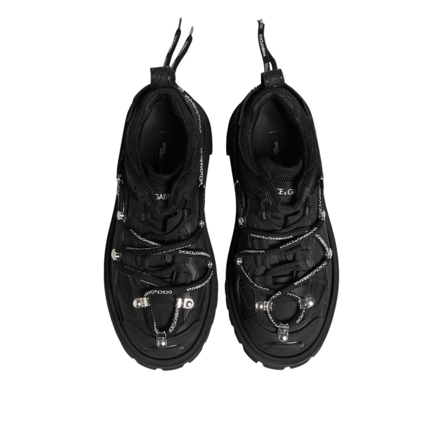 Dolce & Gabbana Black Low Top Lace Up Trekking Sneakers Shoes MV7787-39.5