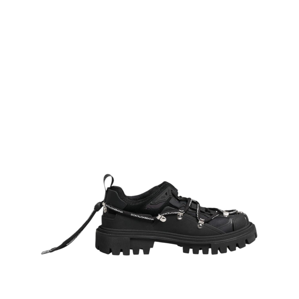Dolce & Gabbana Black Low Top Lace Up Trekking Sneakers Shoes MV7787-39.5
