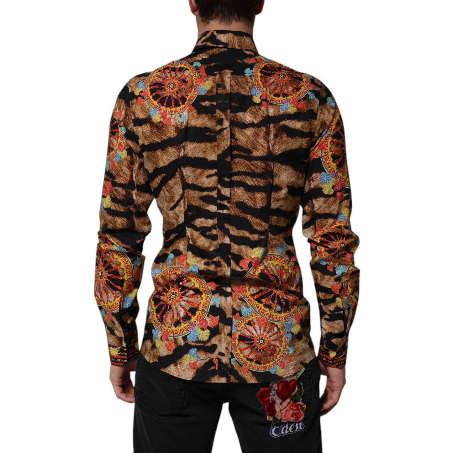 Dolce & Gabbana GOLD Cotton Tiger Carretto Long Sleeve Shirt TSH90633-40