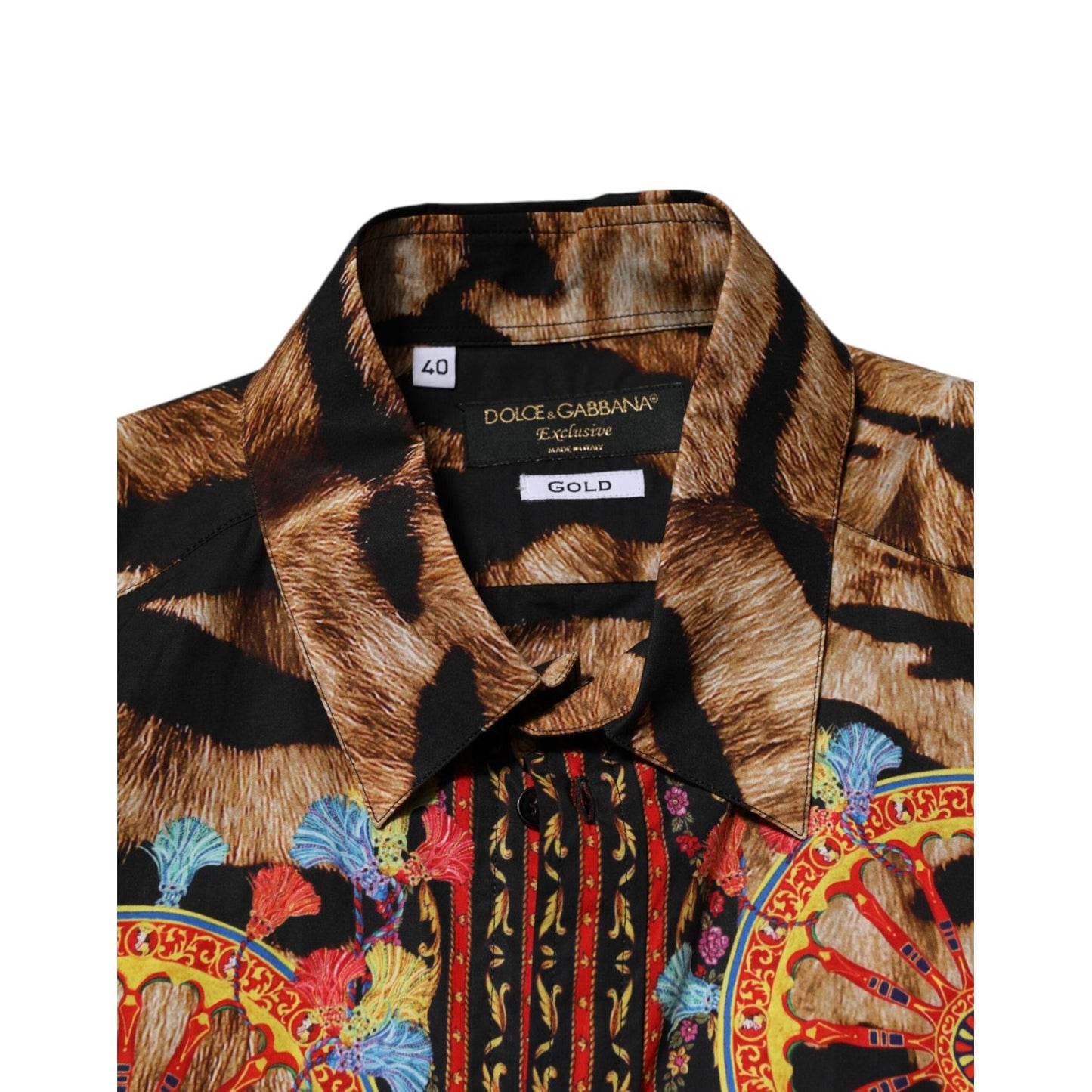 Dolce & Gabbana GOLD Cotton Tiger Carretto Long Sleeve Shirt TSH90633-40