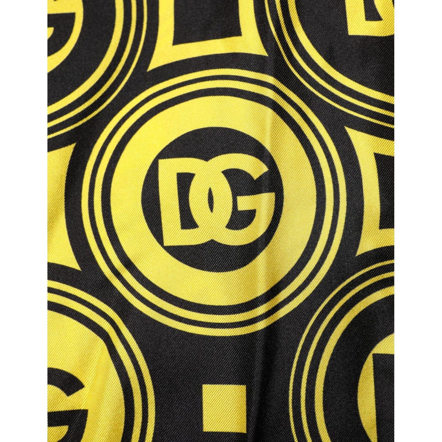 Dolce & Gabbana Yellow Silk Silver DG Logo Geometric T-shirt TSH90637-XS