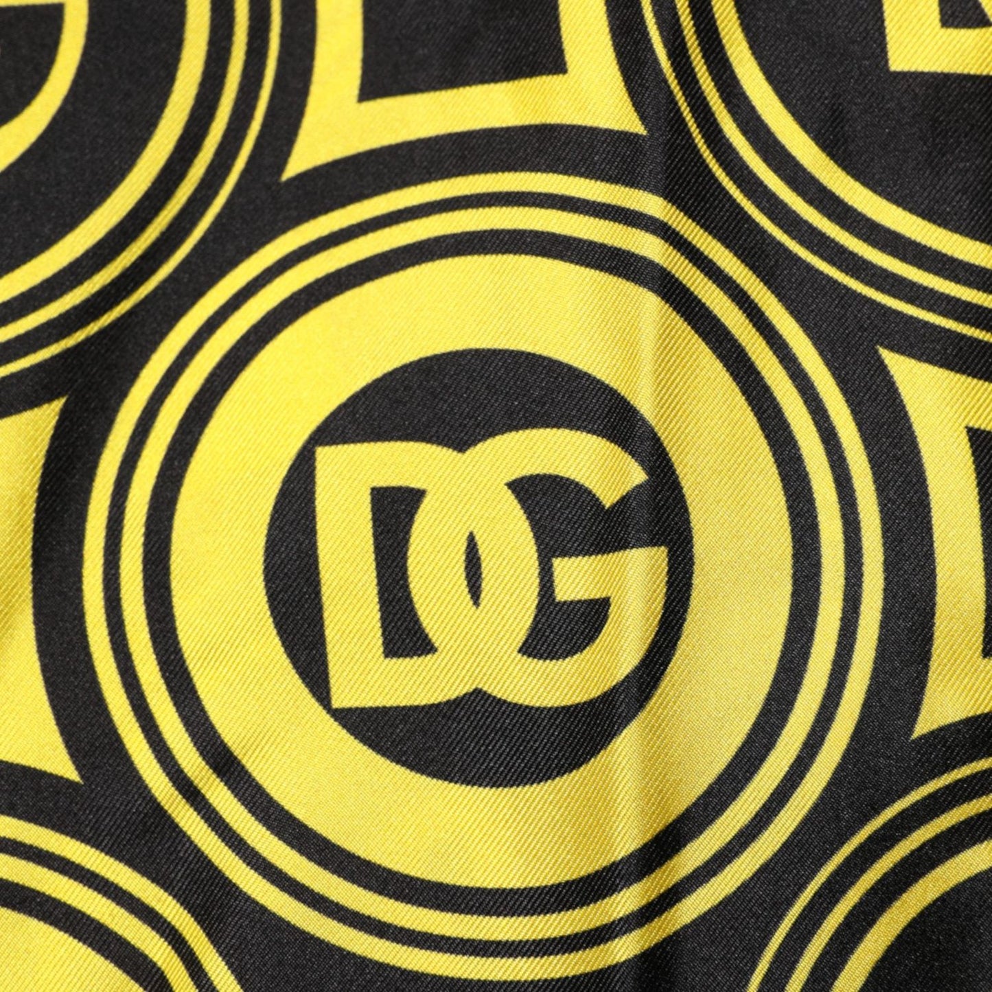 Dolce & Gabbana Yellow Silk Silver DG Logo Geometric T-shirt TSH90637-XS