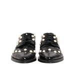 Dolce & Gabbana Black Leather Faux Pearl Dress Broque Shoes LA12823-39